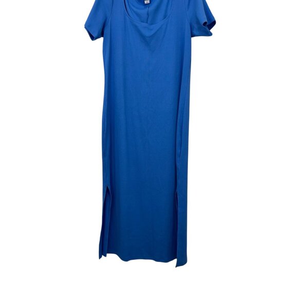 Old Navy Womens Blue Short Sleeve Fitted Midi Dress SZ XL Stretchy Comfort - Picture 12 of 13